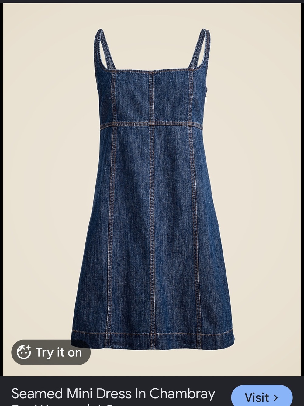 J. Crew Dark Blue Denim Chambray Seamed Mini Dress